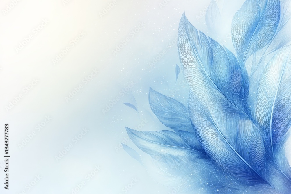 Aufkleber Beautiful blue leaves with a soft background creating a serene and calming atmosphere in a natural setting
