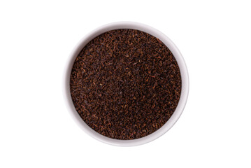 Black tea dry crushed in bowl