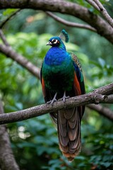Fototapeta premium araffy bird sitting on a branch in a tree