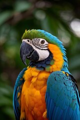 Obraz premium araffy blue and yellow parrot with a green head and yellow feathers