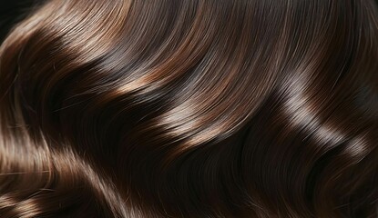Fototapeta premium .ong, shiny brown hair, showcasing a smooth hairstyle in a high-quality, real photograph.