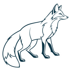Simple Line Art of a Fox in Profile.