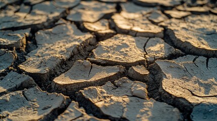 Cracked earth surface indicating drought or arid conditions.