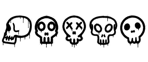 Set of graffiti spray paint skull icon. design elements for banner, flyer, street art, cards, poster, and ads. © Doa Bunda