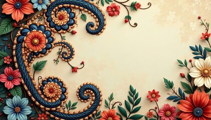 Subtle paisley design, muted earth tones, soft focus, muted, natural, vintage