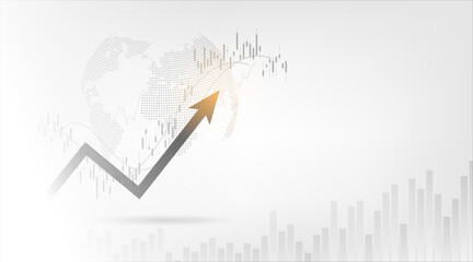 Stock market or forex trading graph and candlestick chart suitable for financial investment concept. Economy trends background for business idea and abstract finance background. Vector illustration.
