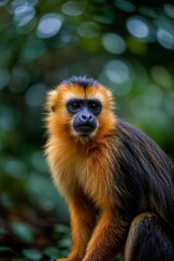 Fototapeta premium arafed monkey sitting on a rock in the jungle