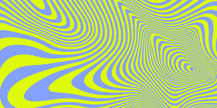 Abstract Geometric Wavy Background. Cool Acid Lines Optical Illusion Art Vector Design. Groovy Trippy Hippy Pattern. Psychedelic Y2k Texture Bg.