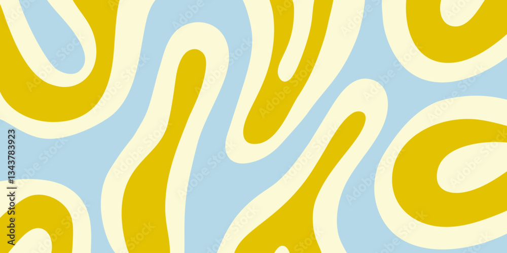 Poster abstract trippy hand drawn groovy pattern vector design. fun vintage y2k wavy texure. curvy psychede