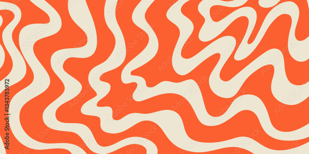 Poster abstract trippy hand drawn groovy pattern vector design. fun vintage y2k wavy texure. curvy psychede