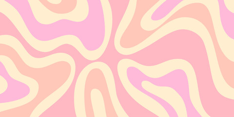 Abstract Trippy Hand Drawn Groovy Pattern Vector Design. Fun Vintage Y2k Wavy Texure. Curvy Psychedelic Background.