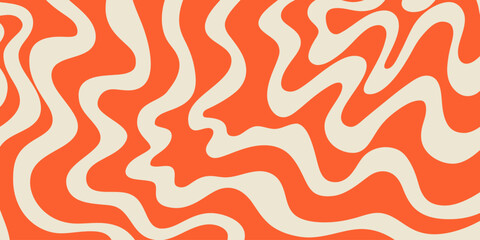 Abstract Trippy Hand Drawn Groovy Pattern Vector Design. Fun Vintage Y2k Wavy Texure. Curvy Psychedelic Background.