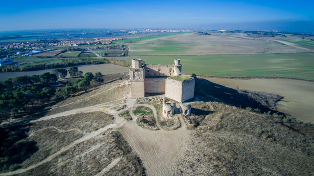 Drone Aerial View of Castillo de Barcience, Spain