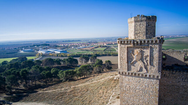 Aerial View of the Tower of Castillo de Barcience, Spain