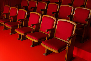 Vintage Theater Seats with Red Upholstery