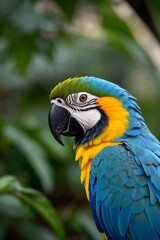 araffy blue and yellow parrot with a green and yellow head