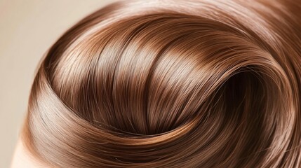 Naklejka premium Smooth and Glossy Brown Hair Styled in Elegant Wave Formation