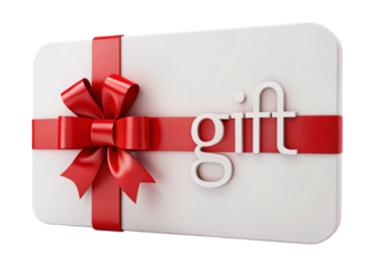 Electronic gift card with elegant red bow for e-commerce and personalized online presents.