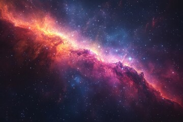 Vivid cosmic nebula displaying vibrant colors in deep space at the edge of a distant galaxy © ChaoticMind