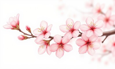 Delicate pink cherry blossoms in spring