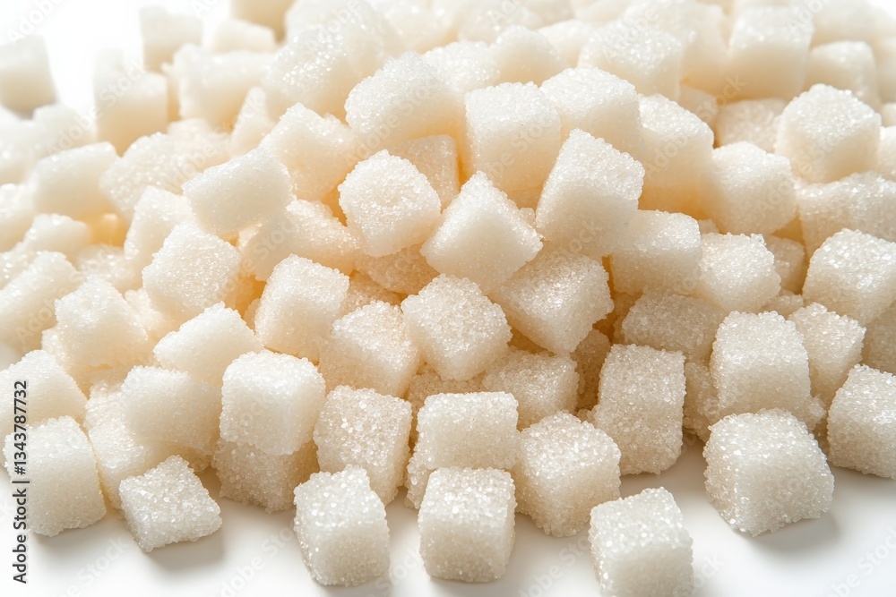 Aufkleber White sugar cubes arranged in a neat pile, showcasing their small size and sparkling texture in a clean setting