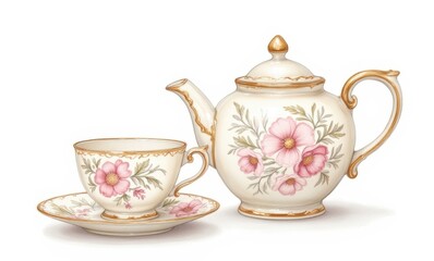 Elegant floral tea set design