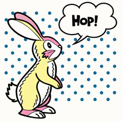 Cartoonish Pop Art Bunny with Retro Comic Book Effect