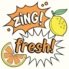 Citrus Explosion – Pop Art Orange and Lemon with Comic Effect