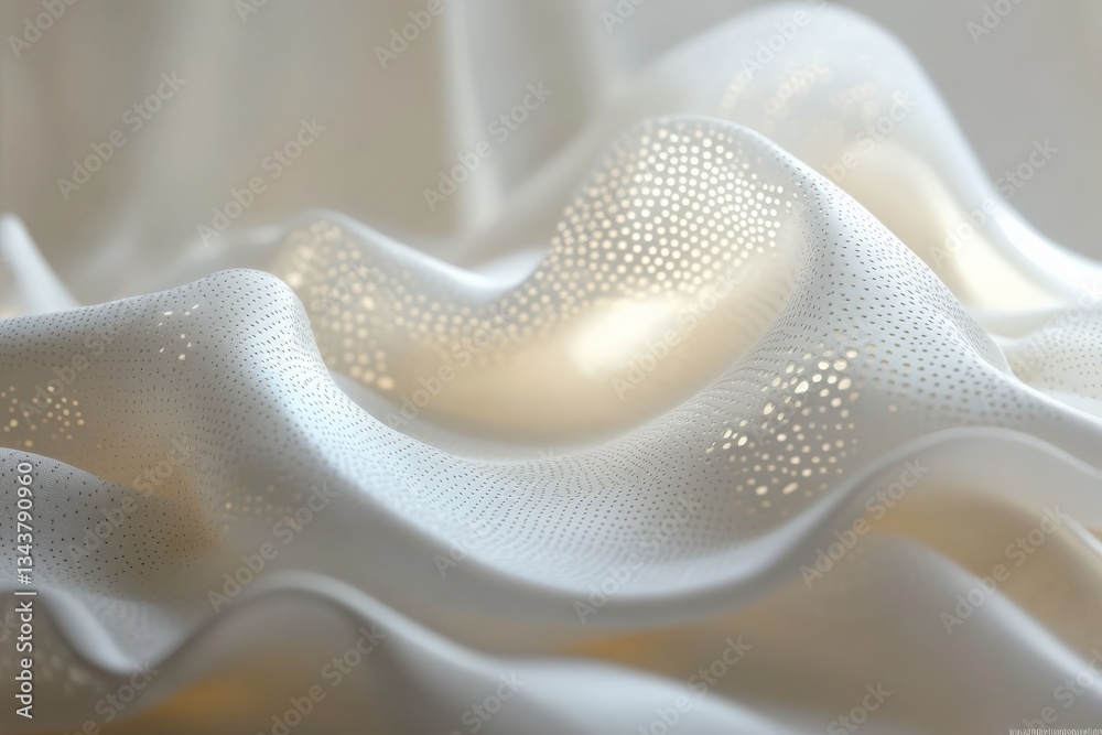 Fototapete textured fabric undulating softly with light creating an elegant atmosphere in a bright room