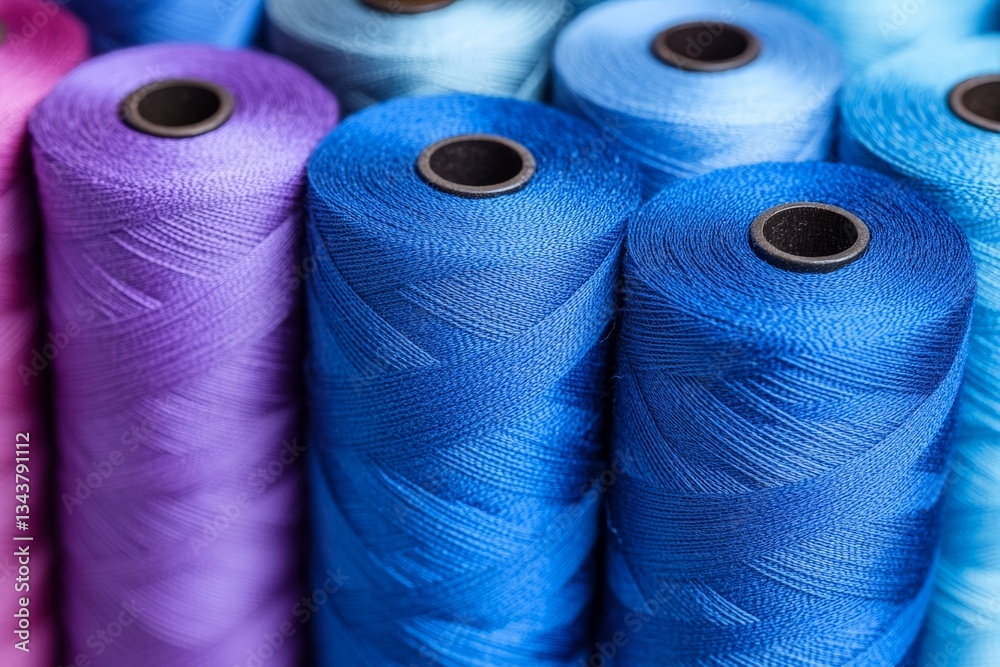 Aufkleber colorful spools of thread arranged in a row for sewing and crafting activities in a creative workspa
