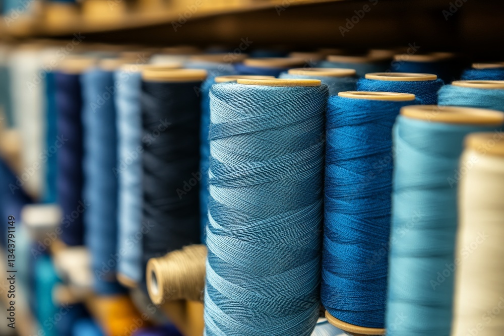 Leinwandbilder spools of colorful thread arranged neatly in a craft store for sewing enthusiasts to choose from