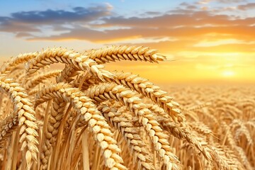 Golden Wheat Field At Sunset