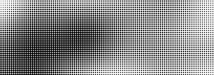 Halftone effect raster wave gradient abstract banner design, wide background illustration