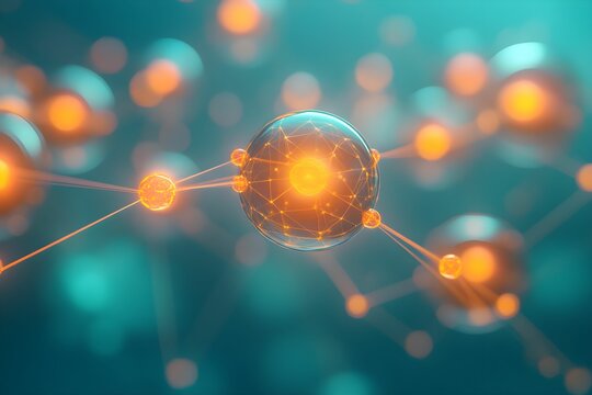 technologia, sieć, przyszłość, cyfrowy świat, komunikacja, innowacja, AI, sztuczna inteligencja, internet, analiza danych, rozw&oacute;j, futurystyczny, 3D ilustracja, abstrakcja, technologia blockchain, kry