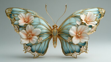 Delicate, floral butterfly, intricate design