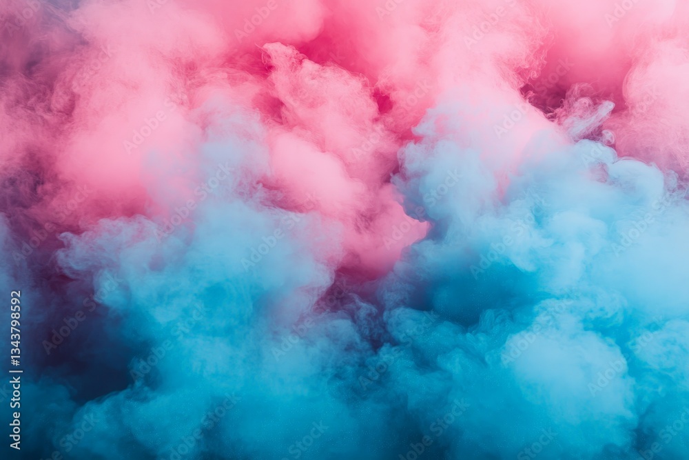 Poster colorful smoke swirls in pink and blue creating a vibrant and dynamic atmosphere for creative projec