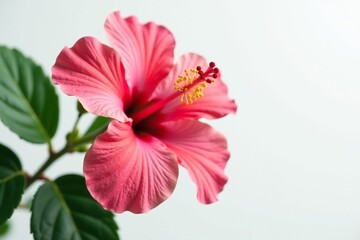 High-contrast photograph of a single flower on white background, blossoms, hibiscus