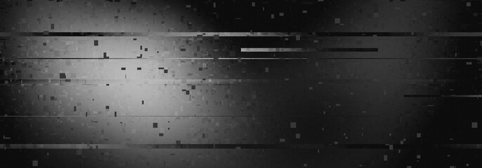 Obraz premium Black and white grainy noise film glitch digital error background or banner design
