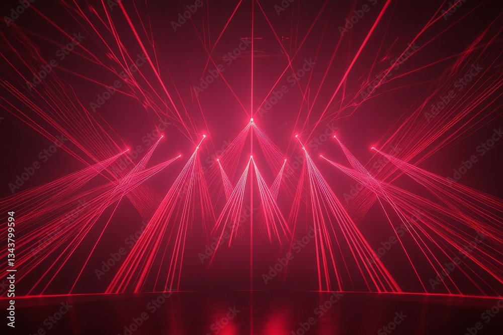 Poster Stunning display of red laser lights creating an electrifying atmosphere during a concert at a music venue