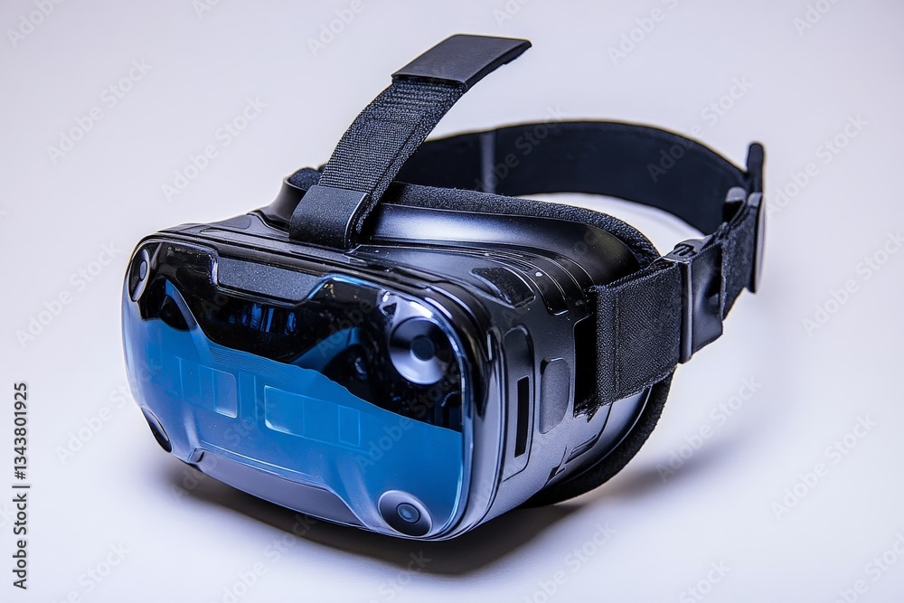 Poster advanced virtual reality headset designed for immersive gaming and experiences showcased on a neutra