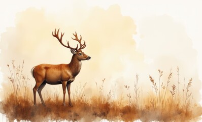 Elegant deer standing in tall grass