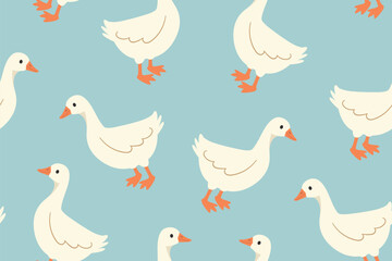 cute seamless pattern with goose; perfect for kids, nursery items, stationery, easter backgrounds- vector illustration