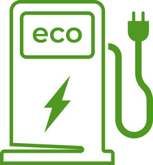 Green Electric Vehicle Charging Station Icon