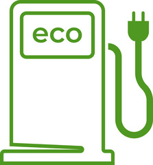 Green Electric Vehicle Charging Station Icon
