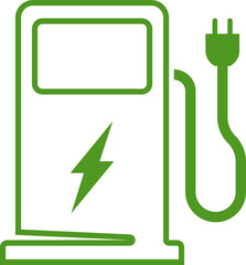 Green Electric Vehicle Charging Station Icon