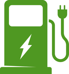 Solid Green Electric Vehicle Charging Station Icon