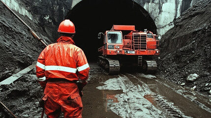 A mining engineer inspecting safety protocols on site.
