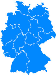 Obraz premium Germany map with state borders in blue
