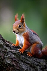 Fototapeta premium there is a squirrel sitting on a tree branch looking at the camera