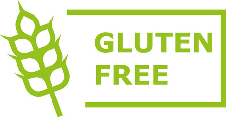 Green gluten-free label with wheat icon